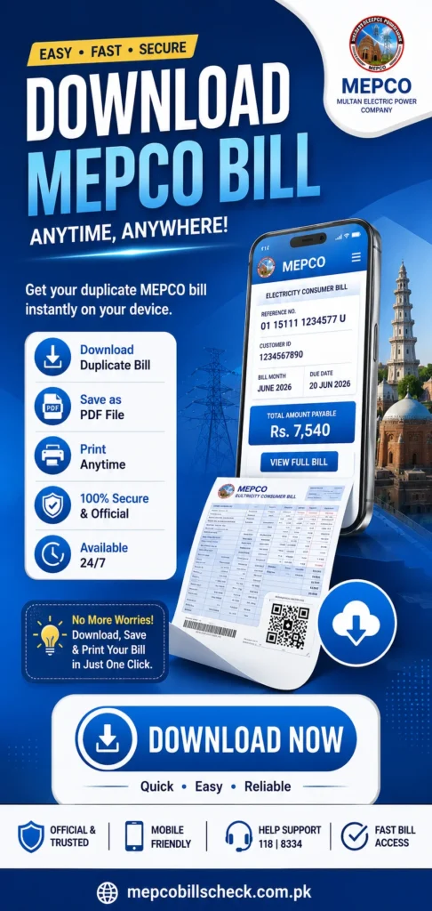 MEPCO Bill Check online 